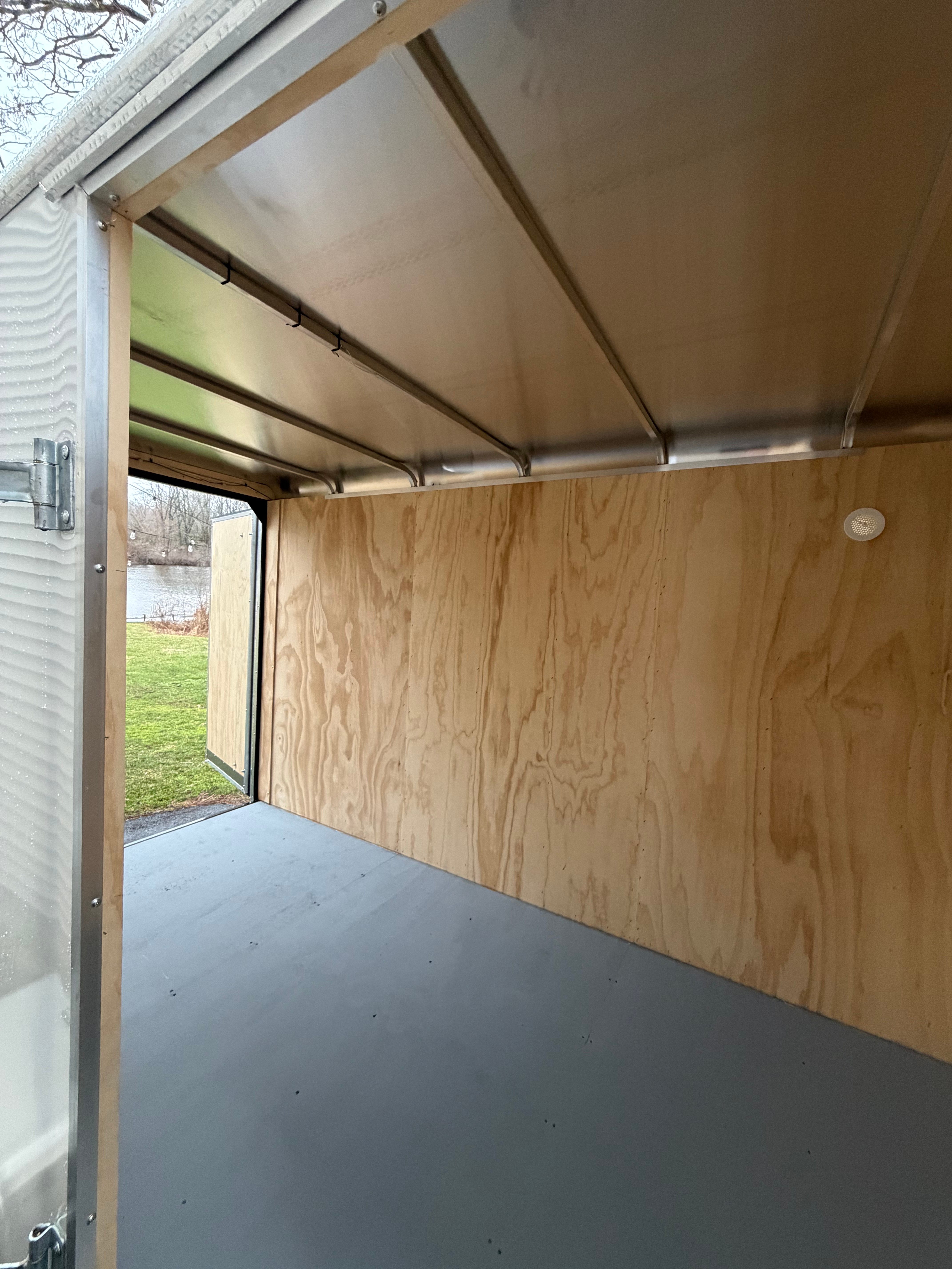 Car Mate enclosed trailer interior looking out